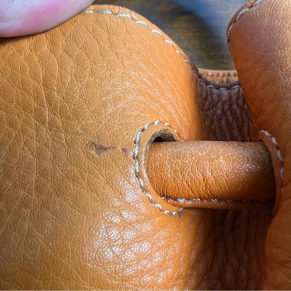 Cole Haan - Women's Vintage Pebbled Leather Orange Hobo Purse Slouchy Ruched Y2K